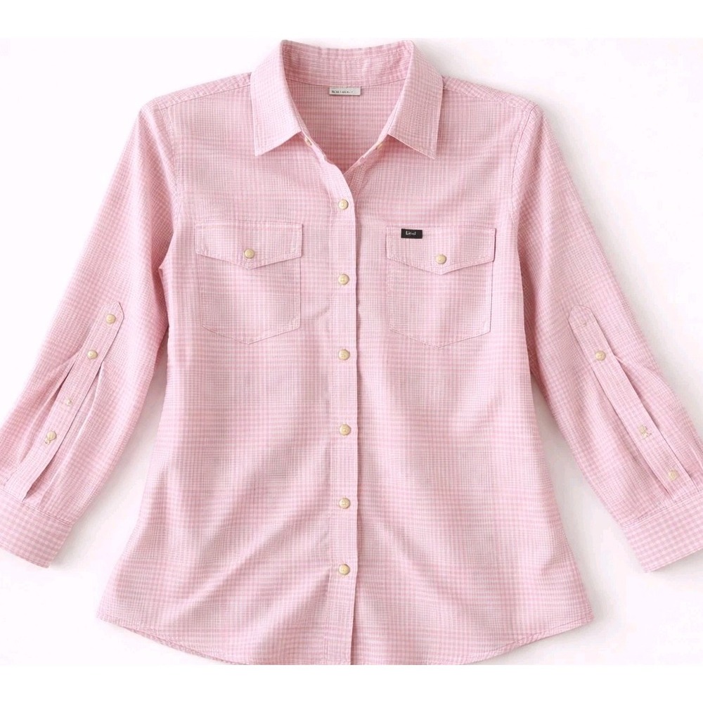 Lee Western Pearl Snap Shirt Small Pink Cowgirl Rodeo Ranchwear 100% Cotton